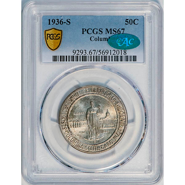 (9293) 1936-S 50C PCGS MS67 CAC Columbia slab
