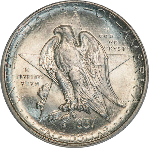 (9391) 1937-D 50C PCGS MS65 Texas Gold CAC obverse