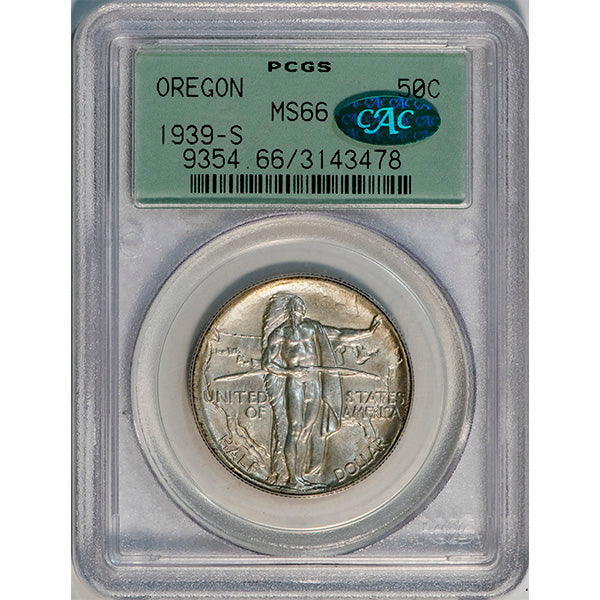 (9354) 1939-S 50C PCGS MS66 CAC Oregon slab