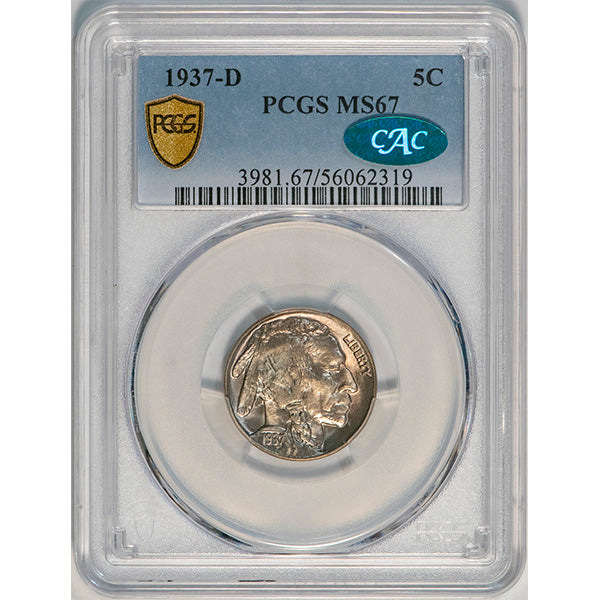 (3981) 1937-D 5C PCGS MS67 CAC Buffalo slab