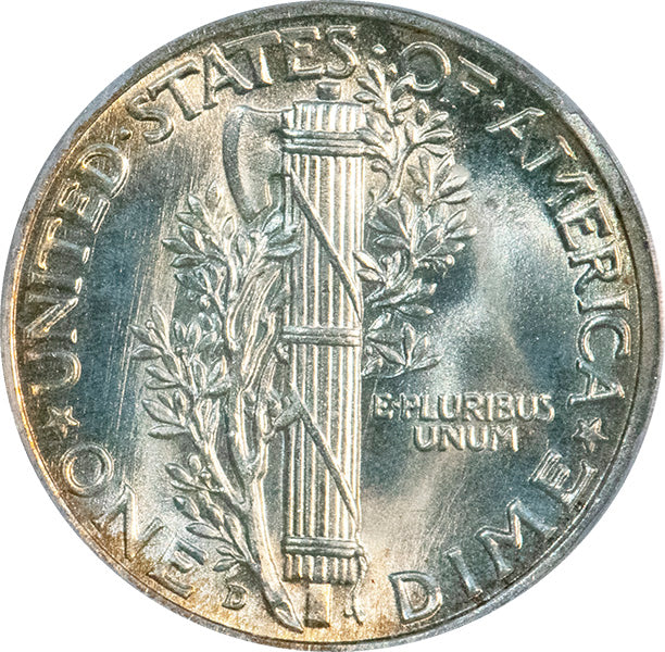 1944-D 10C PCGS MS65FB Mercury Dime old holder reverse