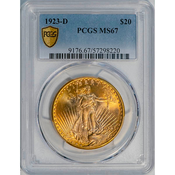 (9176) 1923-D $20 PCGS MS67 Saint slab