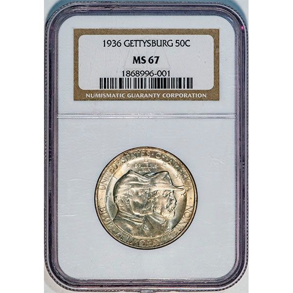 (9305) 1936 50C NGC MS67 Gettysburg slab