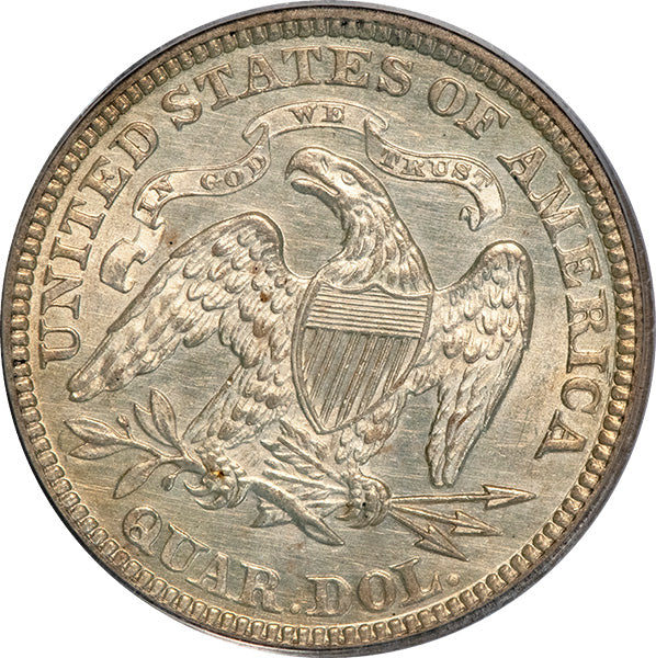 (5494) 1874 25C PCGS AU58 CAC Arrows reverse