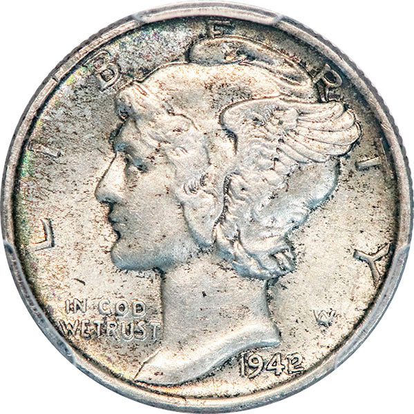 (5036) 1942/1 10C PCGS AU58 Mercury obverse