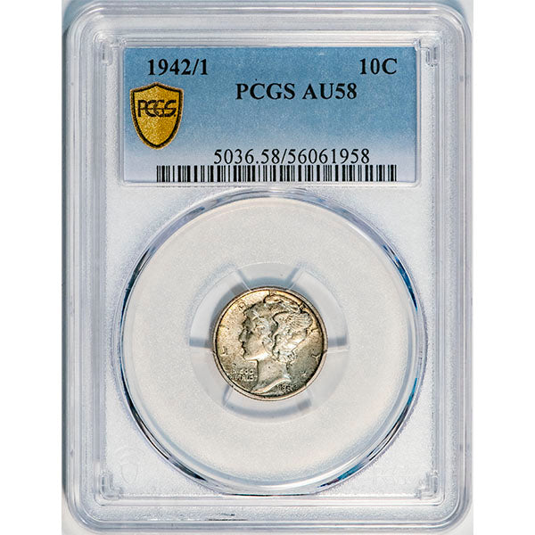 (5036) 1942/1 10C PCGS AU58 Mercury slab