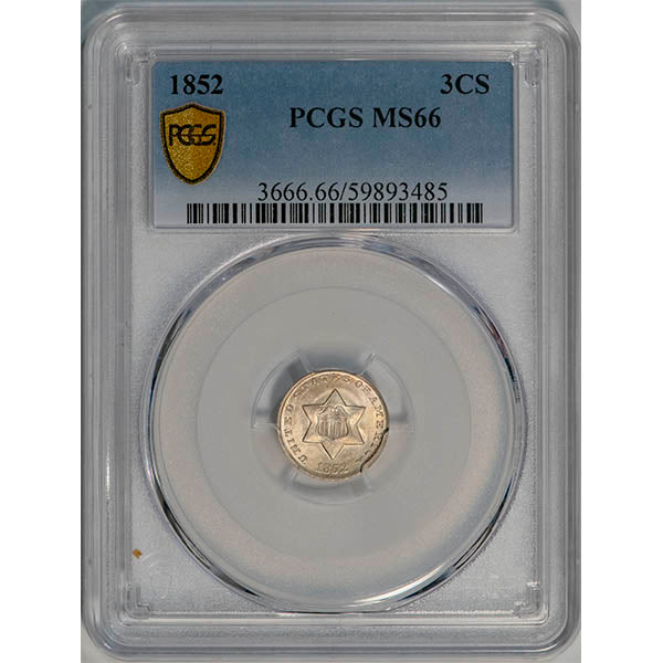 (3666) 1852 3CS PCGS MS66 Three Cent Silver slab