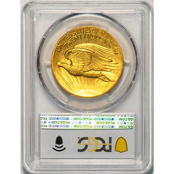 (9136) 1907 $20 High Relief, Flat Edge PCGS MS65