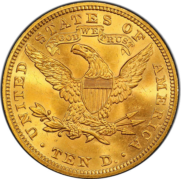 (8763) 1907 $10 PCGS MS65 Liberty reverse