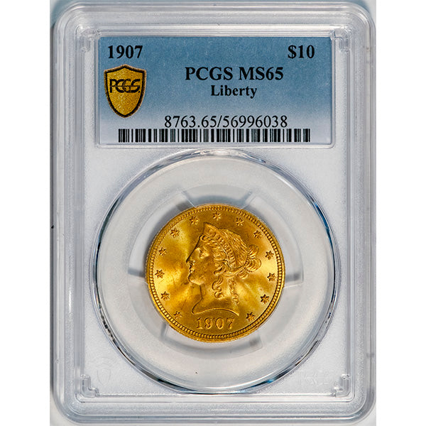 (8763) 1907 $10 PCGS MS65 Liberty slab