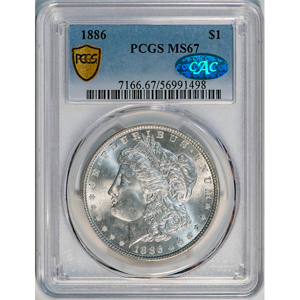 (7166) 1886 $1 PCGS MS67 CAC Morgan slab