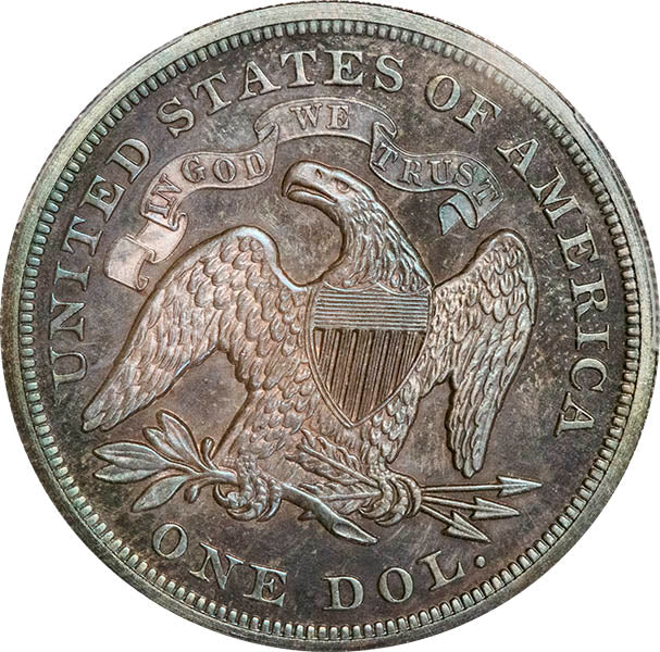 (7021) 1873 $1 PCGS PR64+ Seated Dollar reverse