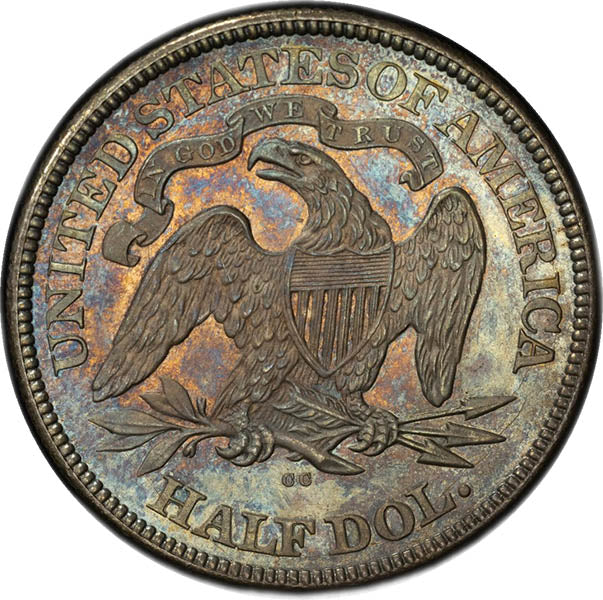 (6353) 1876-CC 50C PCGS MS66 Seated Half reverse