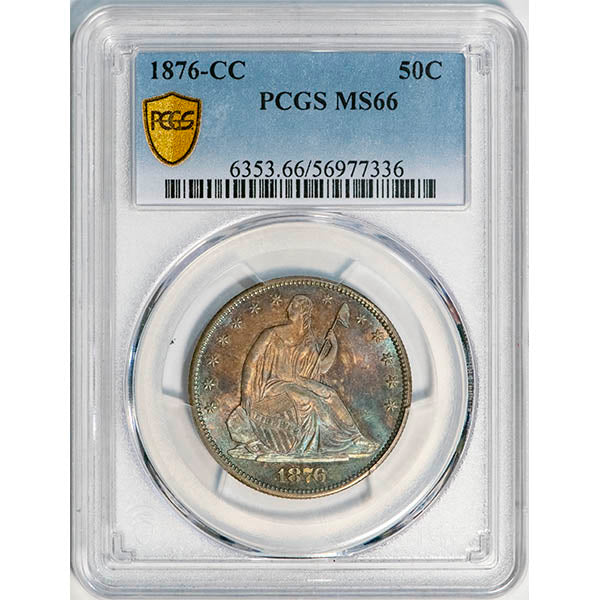 (6353) 1876-CC 50C PCGS MS66 Seated Half slab