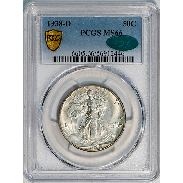 (6605) 1938-D 50C PCGS MS66 CAC Walker slab