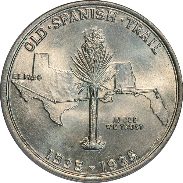 (9376) 1935 50C PCGS MS65 CAC Spanish Trail reverse