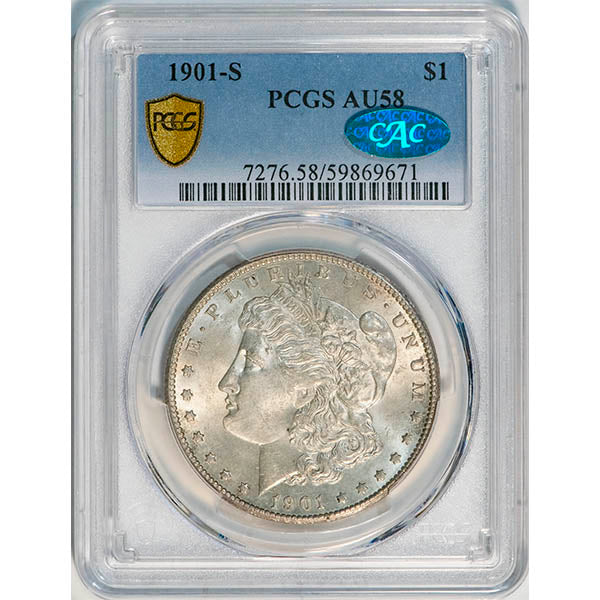 (7276) 1901-S $1 PCGS AU58 CAC Morgan slab