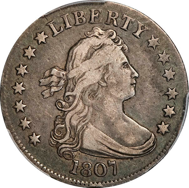 (5316) 1807 25C PCGS VF30 CAC Bust Quarter obverse