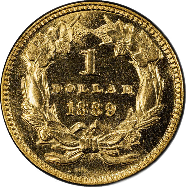 (7650) 1889 G$1 PCGS PR64 CAC JD-2 Low Date reverse