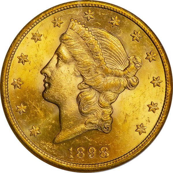 (9034) 1898-S $20 PCGS MS62 Liberty obverse