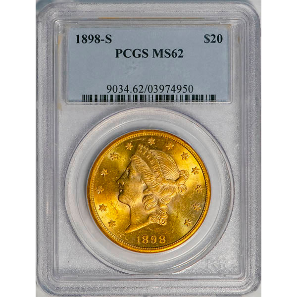 (9034) 1898-S $20 PCGS MS62 Liberty slab