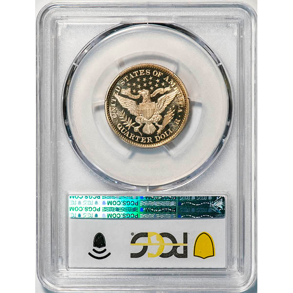 (5555) 1897 25C PCGS PR66DCAM CAC Barber reverse slab