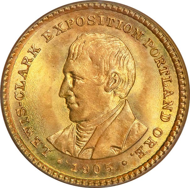 (7448) 1905 G$1 PCGS MS65 Lewis and Clark CAC obverse