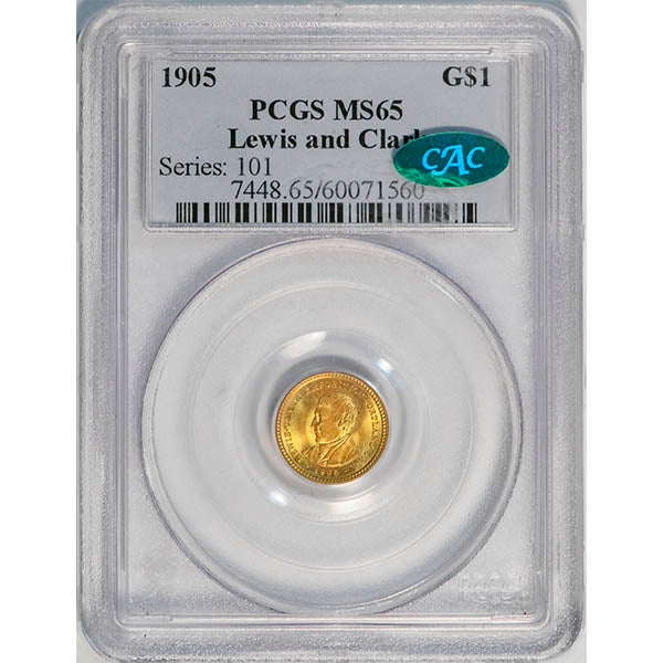 (7448) 1905 G$1 PCGS MS65 Lewis and Clark CAC slab