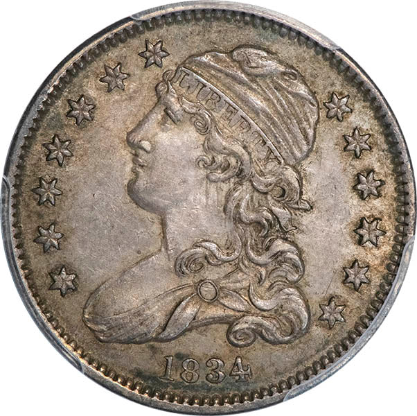 (5353) 1834 25C PCGS AU58 CAC Bust Quarter obverse