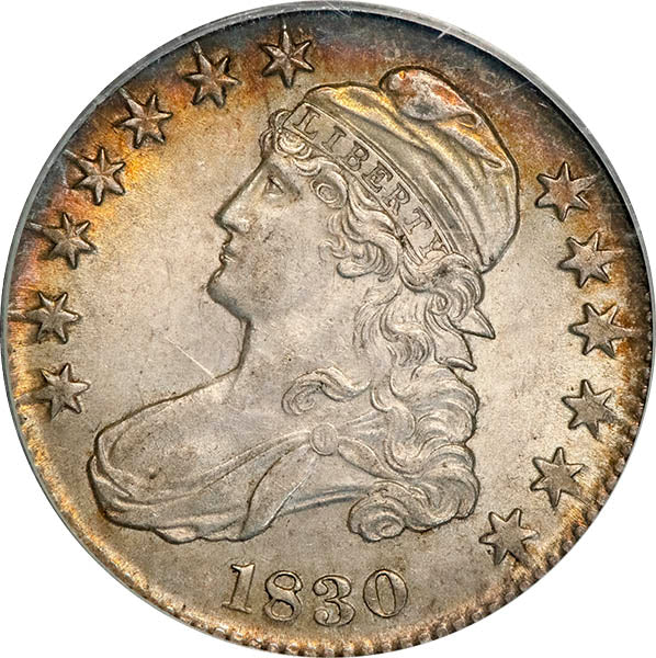 (6156) 1830 50C PCGS AU58 CAC Bust Half obverse