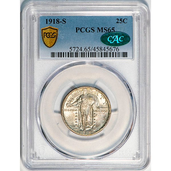 (5724) 1918-S 25C PCGS MS65 CAC