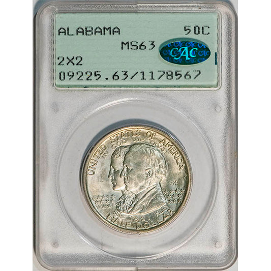 (9225) 1921 50C PCGS MS63 CAC Alabama slab