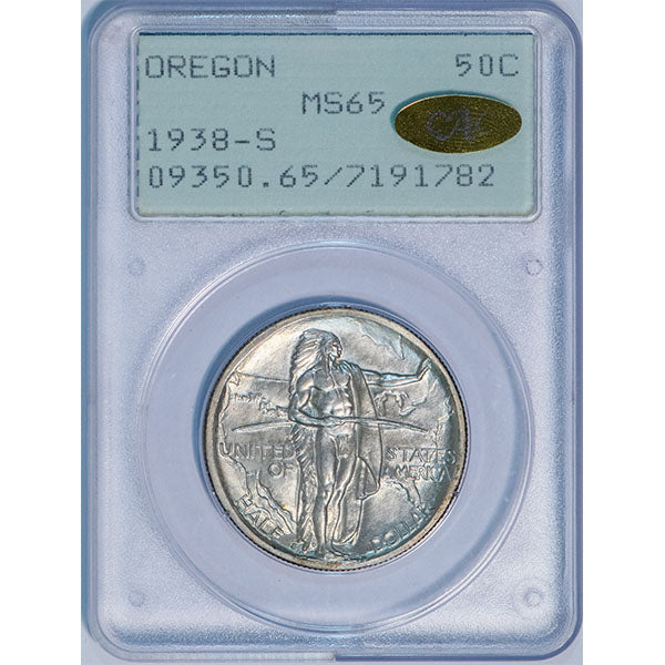 (9350) 1938-S 50C PCGS MS65 Gold CAC Oregon