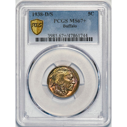 (3985) 1938-D/S 5C PCGS MS67+ Buffalo slab