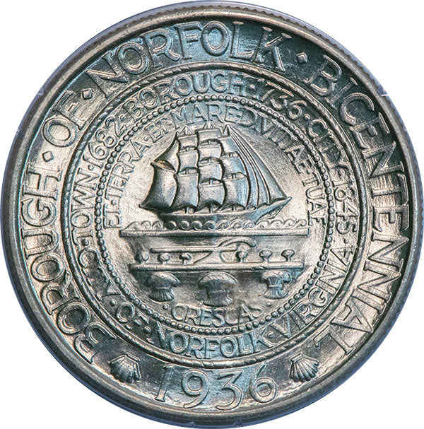 (9337) 1936 50C PCGS MS66 Gold CAC Old Holder Norfolk