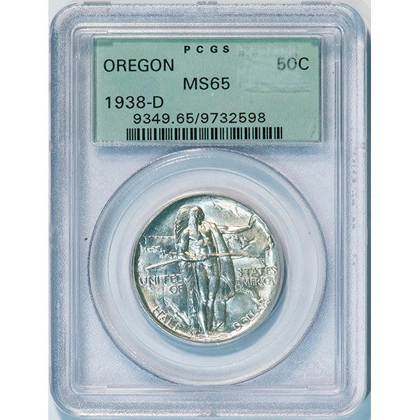 1938-D Oregon 50C PCGS MS65 Silver Commemorative old holder slab