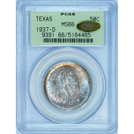 (9391) 1937-D 50C PCGS MS66 Gold CAC Texas