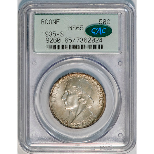 (9260) 1935-S 50C PCGS MS65 CAC Boone slab