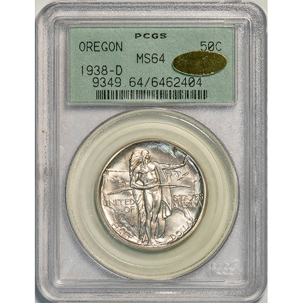 (9349) 1938-D 50C PCGS MS64 CAC Oregon slab