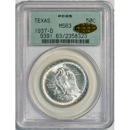 (9391) 1937-D 50C PCGS MS63 CAC Texas slab