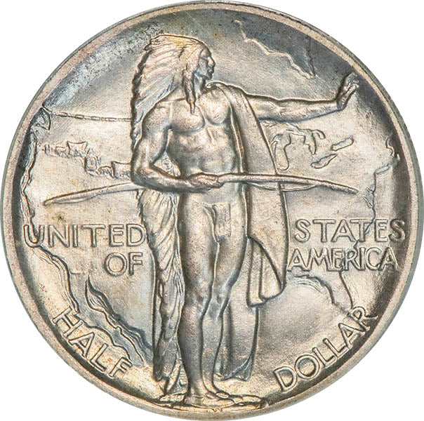 (9352) 1939 50C PCGs MS65 Gold CAC Oregon obverse