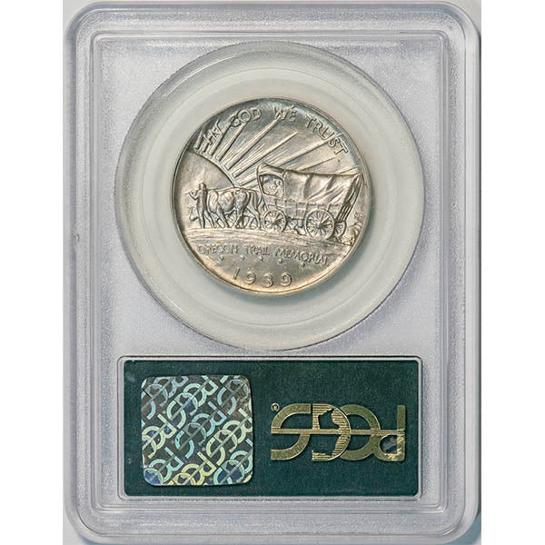 (9352) 1939 50C PCGs MS65 Gold CAC Oregon reverse slab