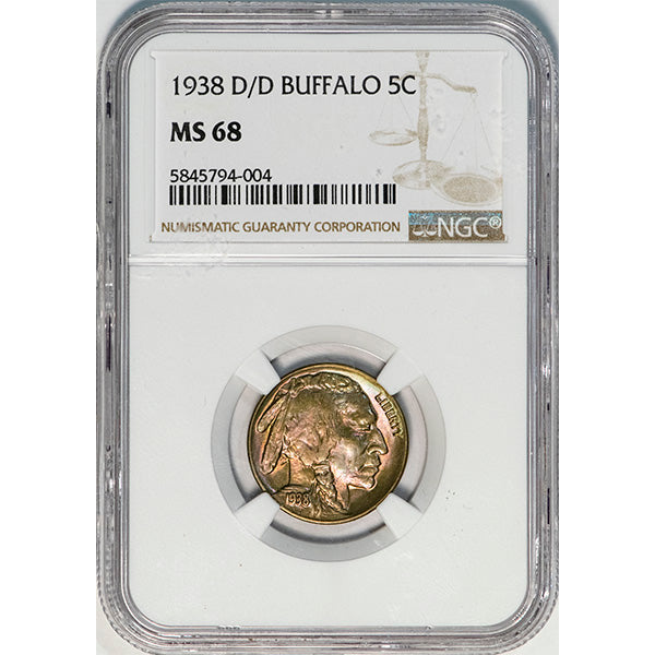 (3985) 1938 D/D 5C NGC MS68 Buffalo slab