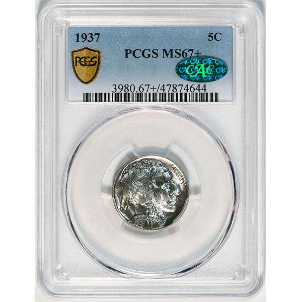 1937 5C PCGS MS67+ CAC Buffalo Nickel slab