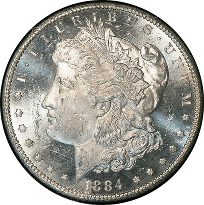 1884-CC $1 GSA Hoard NGC MS63 PL Morgan Dollar obverse