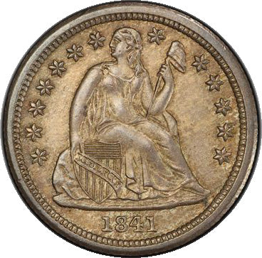 1841 10C PCGS MS64 Liberty Seated Dime obverse