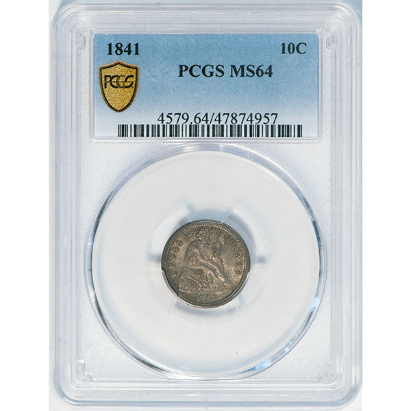 1841 10C PCGS MS64 Liberty Seated Dime slab