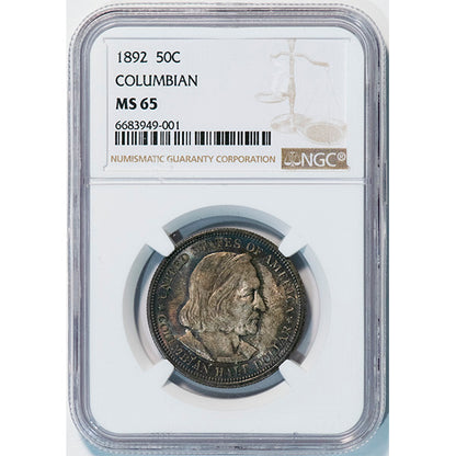 1892 Columbian 50C NGC MS65 Silver Commemorative slab