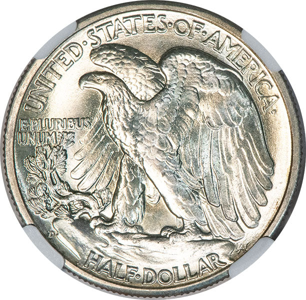 1945-D 50C NGC MS67 Walking Liberty Half Dollar reverse