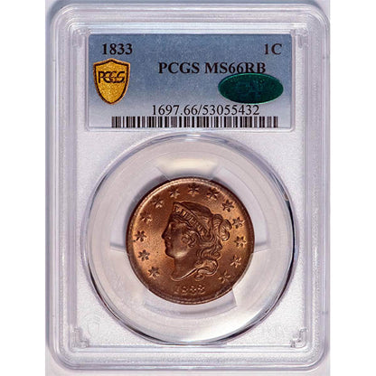(1697) 1833 1C PCGS MS66RB
